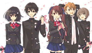 Anime characters hearts bow hair 2 - sots art free wallpaper