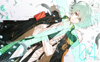 Anime greenhair blackcoat greenwhiteoutfit greenredtie - tie free wallpaper