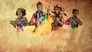 People guns paint splatters wall - grungy free wallpaper