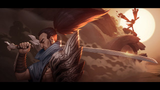 Man sword fullmoon bird flying - dai jin free wallpaper