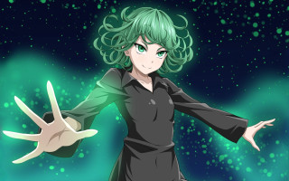 Green haired woman peace sign - her face and a hand free wallpaper