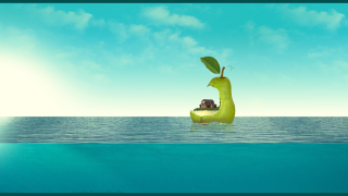 Green boat floating water green - a green plant free wallpaper
