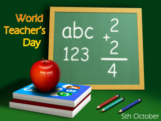 Green chalkboard red apple books - a red apple free wallpaper