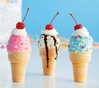 Ice cream cones cherry on - top of them free wallpaper