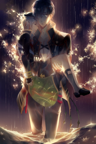Anime couple hugging rain stars - the rain free wallpaper