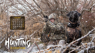 Man dog snow hunting calendar - dennis ashbaugh free wallpaper for desktop