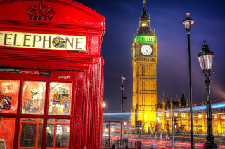 Red telephone booth clock tower - christopher wren free wallpaper