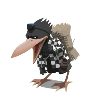 Cartoon bird hat checkered shirt - character design free wallpaper