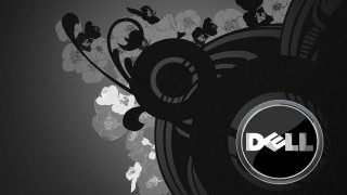 Dell logo black white flowers - dai xi free wallpaper