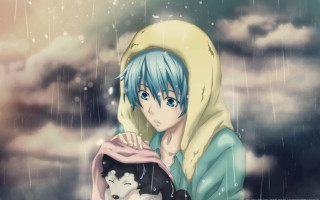 Blue hair holding dog rain - blue hair holding free wallpaper
