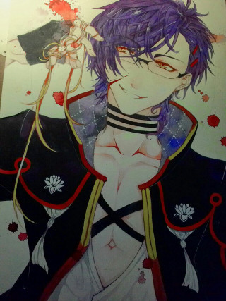 Purple hair blooded man vanitas - a drawing of a man free wallpaper