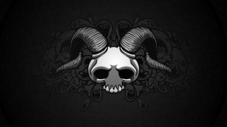 Skull horns skull black background - bedwyr williams free wallpaper