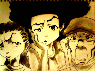 Three people hats looking camera - a drawing free wallpaper