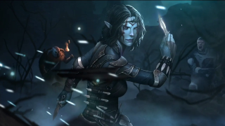 Dark elf forest knife glowing - other person free wallpaper