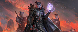 Armor demon fire sunset sword - epic fantasy character art free wallpaper
