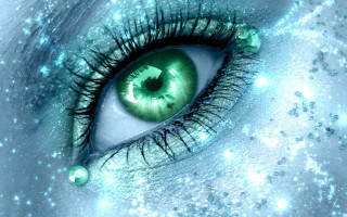 Green eye stars blue sky - green eye free wallpaper