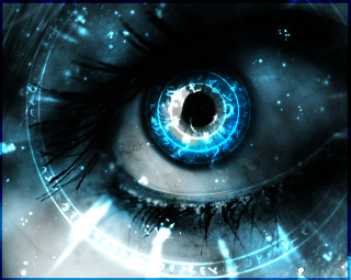 Blue eye stars aurora galaxy - realistic eye free wallpaper
