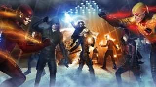 Costumed people stage setting lights - behind them free wallpaper