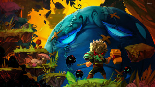 Cartoon boy cave giant blue - a yellow sky free wallpaper