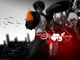 Anime characters city skyline red 2 - anime style free wallpaper