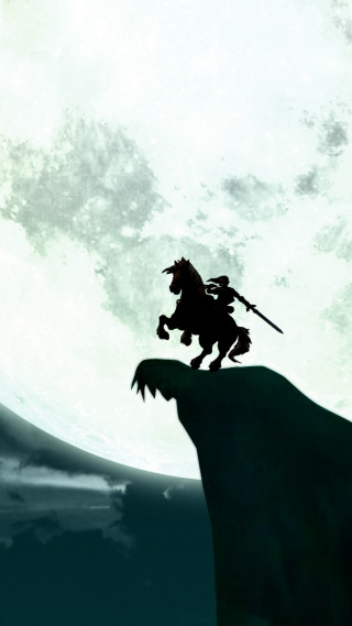 Man horse cliff full moon - a man riding free wallpaper