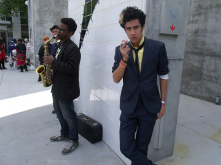 Cosmo alexander saxophone suit outdoors - a wall free wallpaper