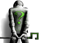 Man green question mark back - a white wall free wallpaper