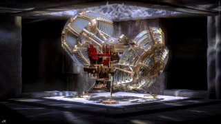 Metal object platform light red - a large metal object free wallpaper