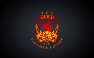 Red yellow logo black dragon - head and the words free wallpaper