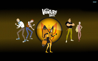 Cartoon characters group black background 7 - a yellow circle free wallpaper