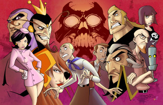 Cartoon characters skull background crown - a group of cartoon characters free wallpaper