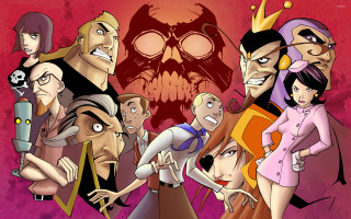 Cartoon group people skull background - the background of them free wallpaper