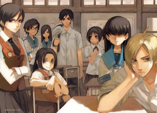 Classroom group boy woman standing - a classroom free wallpaper