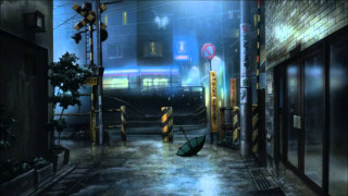 Rainy night city umbrella person - a person holding free wallpaper