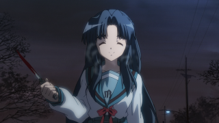 Woman blue outfit sword night - a dark city free wallpaper