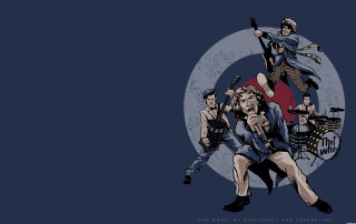 Group guitar player blue background - heroic free wallpaper