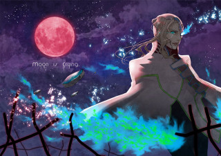 Man red moon blue green - a red moon free wallpaper