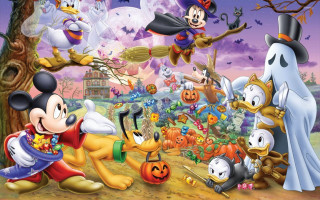 Mickey mouse halloween ghost pumpkin - official art free wallpaper for desktop