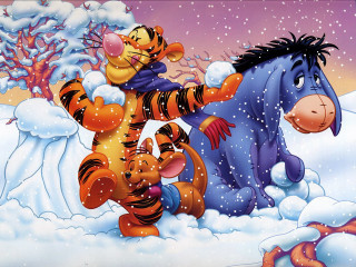 Tiger cub playing snow falling - douglas shuler free wallpaper