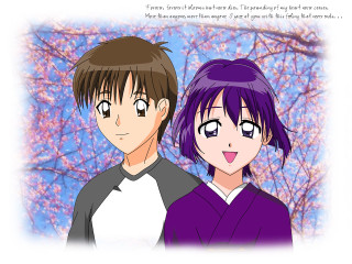 Anime couple tree pink flowers - manga and anime 1 9 9 9 free wallpaper