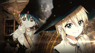 Anime couple witch hat broom - magic realism free wallpaper for desktop