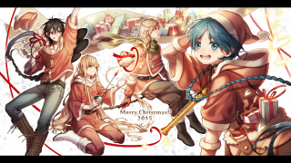 Anime christmas characters merry gift - merry free wallpaper
