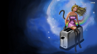 Woman purple dress sitting suitcase - league of legends concept art free wallpaper