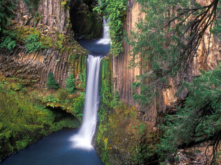 Waterfall deepblue pool trees rocks - douglas robertson bisset free wallpaper