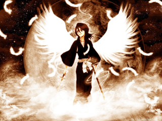 Woman sword wings clouds full - full free wallpaper