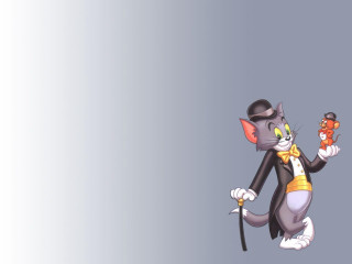 Cartoon cat holding carrot hat - his head free wallpaper