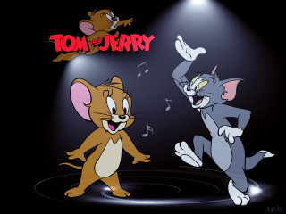 Two cats dancing stage music - a cartoon picture free wallpaper