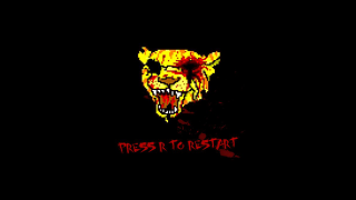Black background red yellow tiger - pixel art free wallpaper