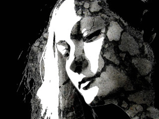 Woman eyes closed hair blowing 2 - modern free wallpaper