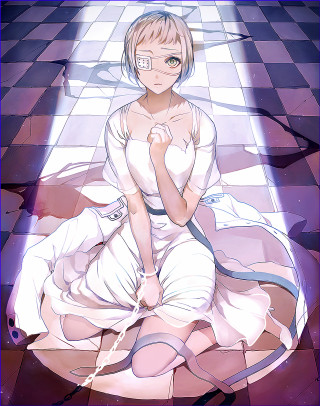 Woman sitting floor light dress - a floor free wallpaper